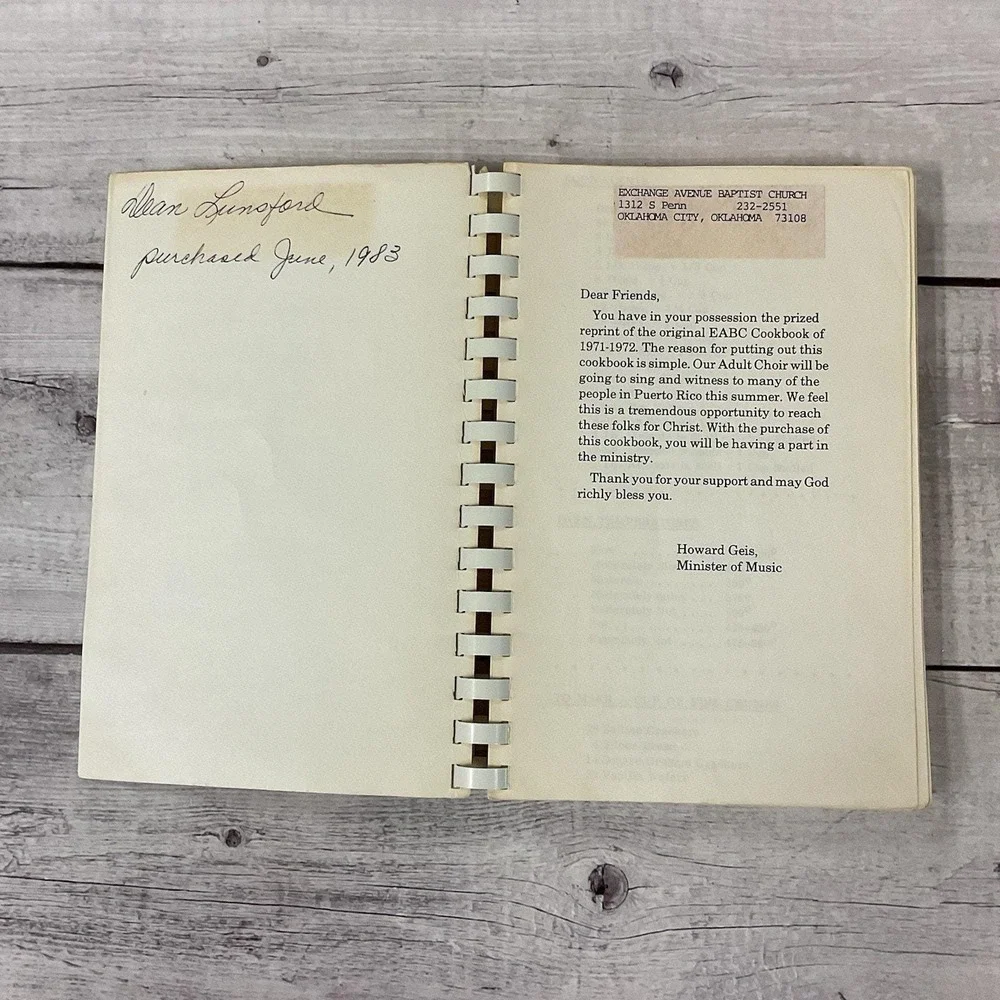 EABC Cookbook Exchange Ave Baptist Church Oklahoma City 1983 Recipes Paperback